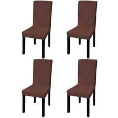 vidaXL gludi, elastīgi krēslu pārvalki, 4 gab., brūni cena un informācija | Mēbeļu pārvalki | 220.lv