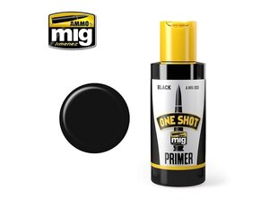 AMMO MIG - ONE SHOT PRIMER (Gruntskrāsas) - BLACK, 60ml. AMIG2023 cena un informācija | Modelēšanas un zīmēšanas piederumi | 220.lv