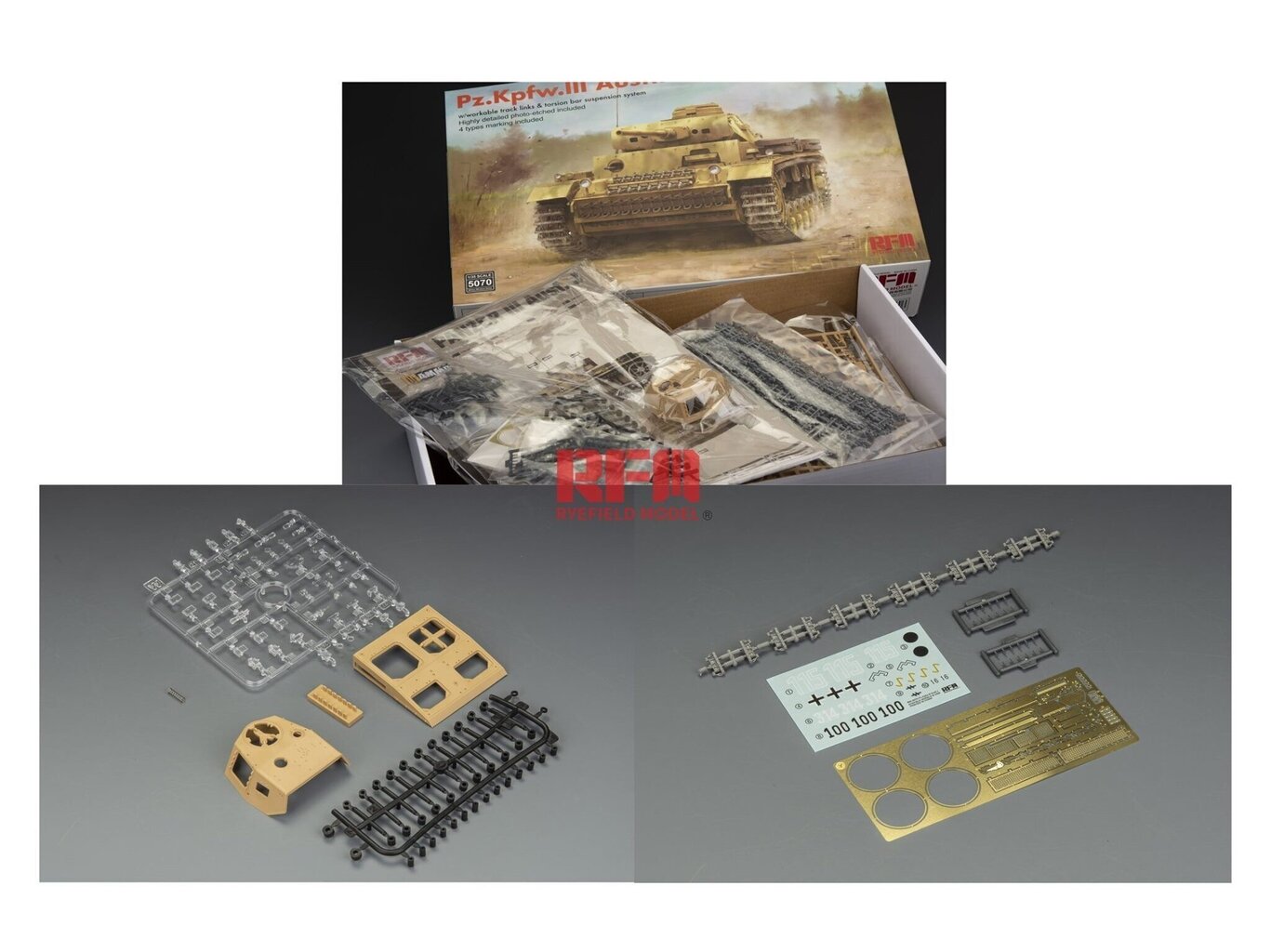 Rye Field Model - Pz.Kpfw.III Ausf.J, 1/35, RFM-5070 cena un informācija | Konstruktori | 220.lv