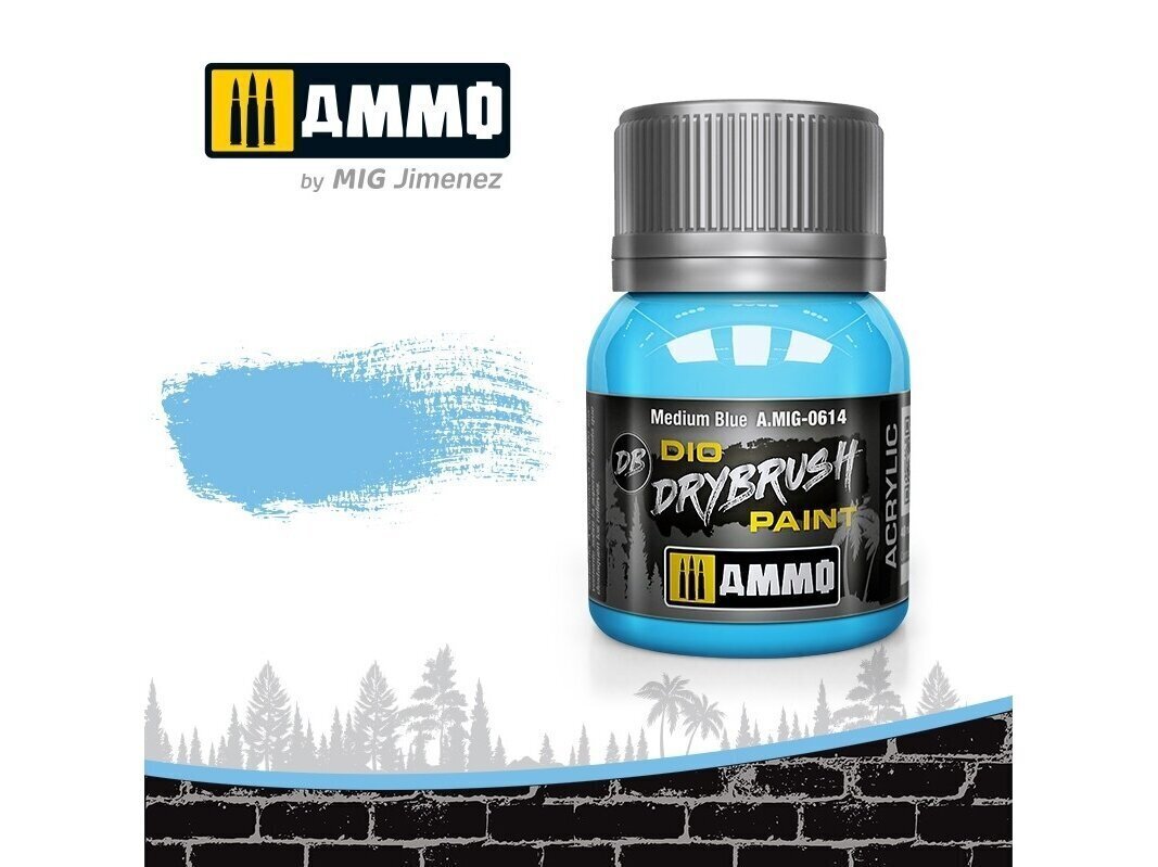 AMMO MIG - DRYBRUSH Medium Blue, 40ml, 0614 cena un informācija | Modelēšanas un zīmēšanas piederumi | 220.lv