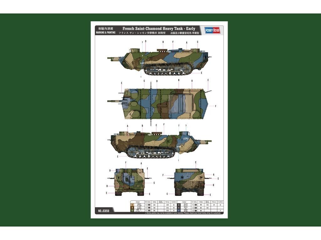 Hobby Boss - French St. Chamond Heavy Tank (early), Mastelis: 1/35, 83858 cena un informācija | Konstruktori | 220.lv