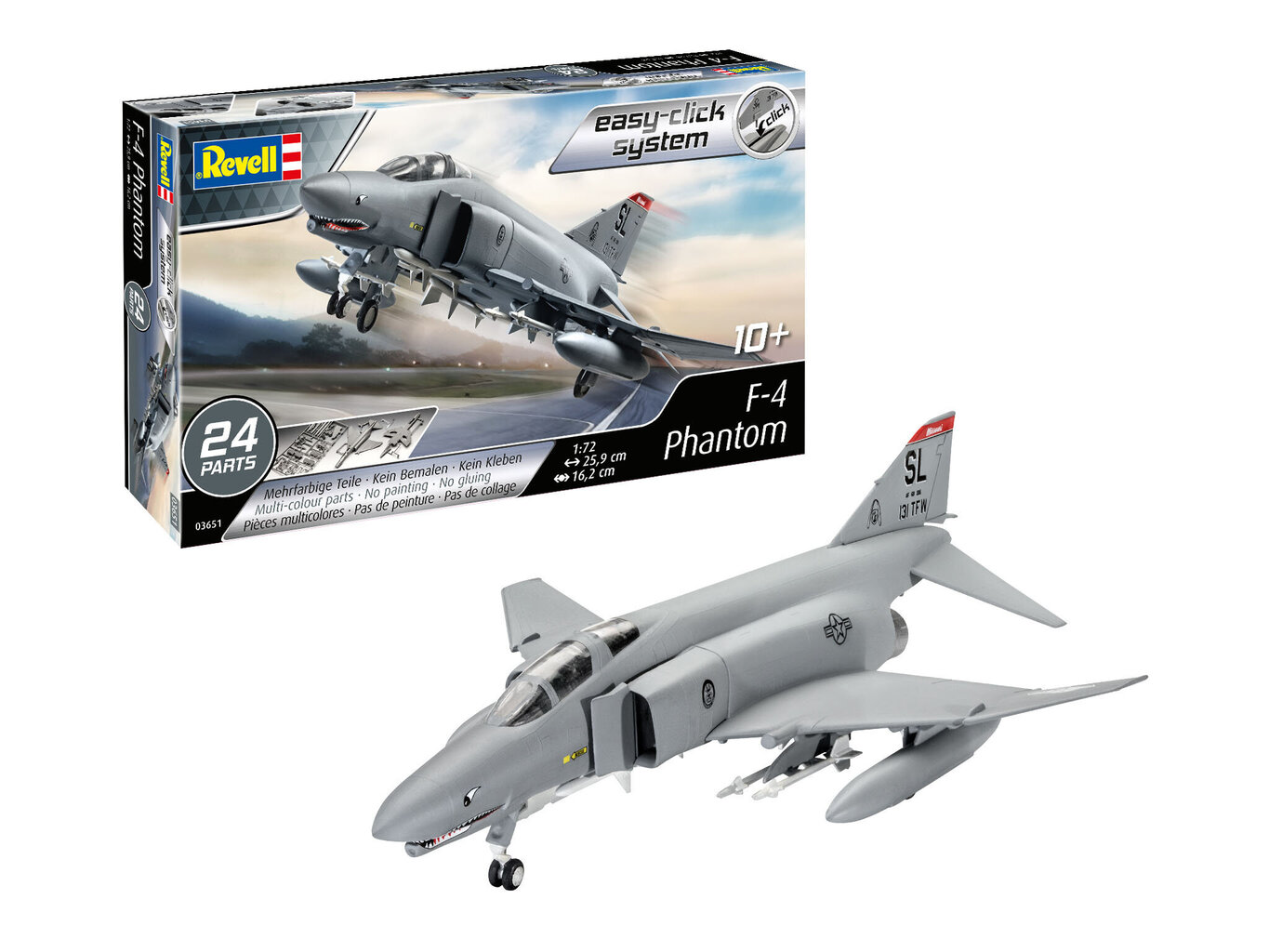 Revell - McDonnell F-4E Phantom II (easy-click), 1/72, 03651 cena un informācija | Rotaļlietas zēniem | 220.lv