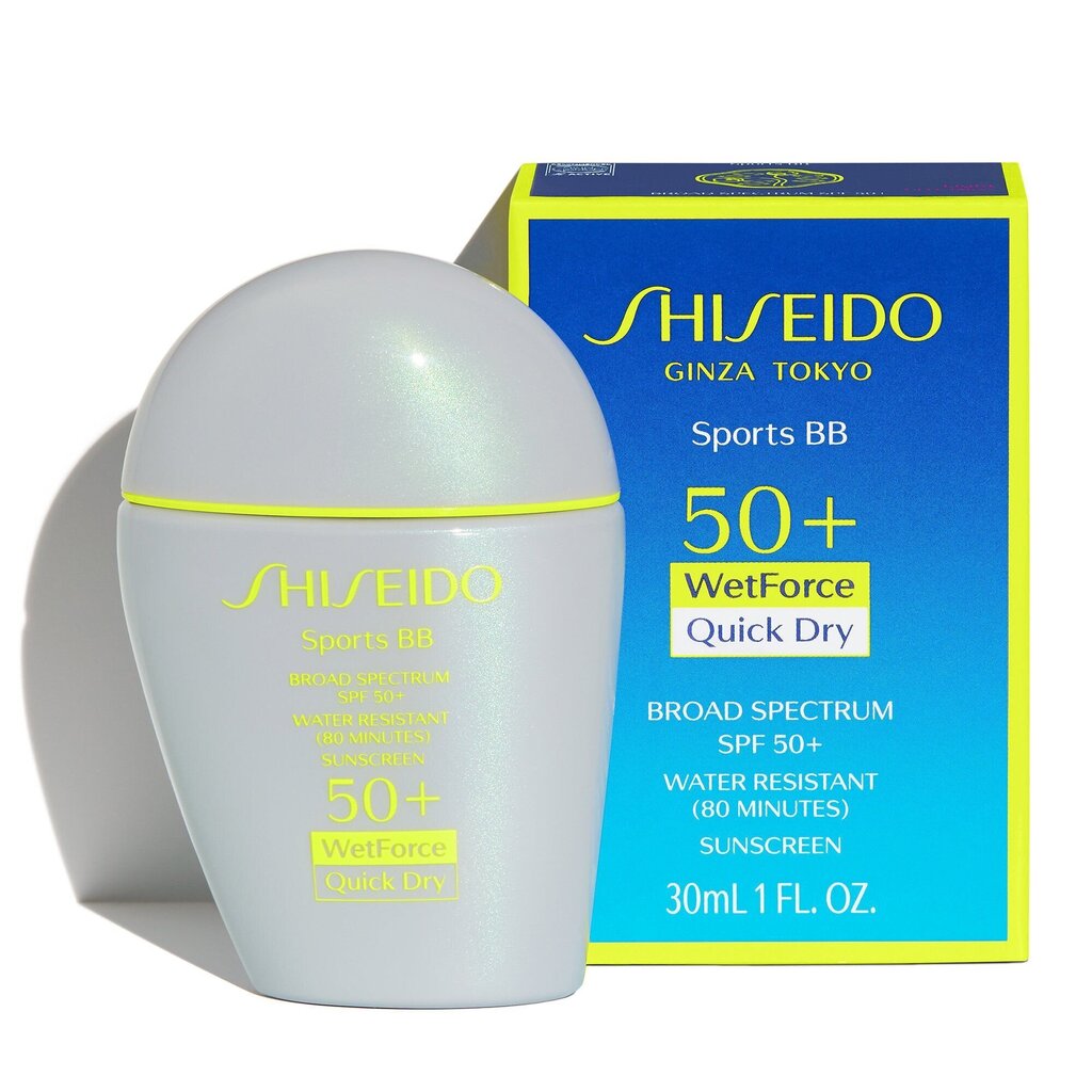 Krēmīgs pūderis Shiseido Sports BB SPF50+ 30 ml, Very Dark cena un informācija | Grima bāzes, tonālie krēmi, pūderi | 220.lv