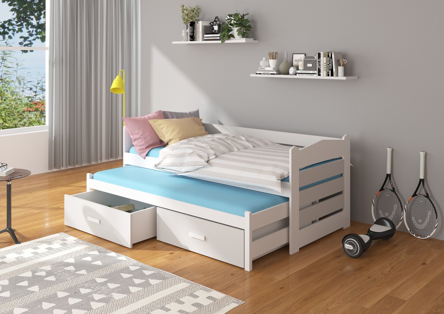 Bērnu gulta Adrk Furniture Tiarro 80x180 cm, balta/gaiši pelēka cena un informācija | Bērnu gultas | 220.lv