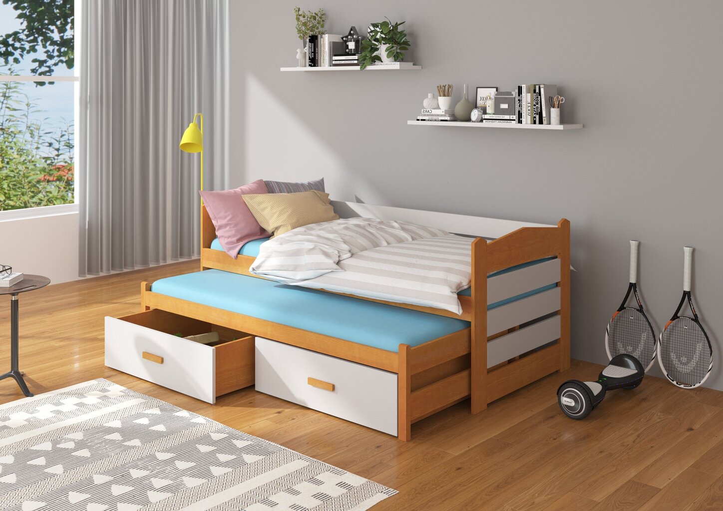 Bērnu gulta Adrk Furniture Tiarro 80x180 cm, brūna/pelēka cena un informācija | Bērnu gultas | 220.lv