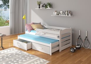 Bērnu gulta Adrk Furniture Tiarro 80x180 cm ar sānu aizsardzību, balta/gaiši pelēka цена и информация | Детские кровати | 220.lv