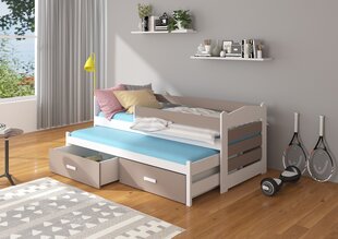 Bērnu gulta Adrk Furniture Tiarro 80x180 cm ar sānu aizsardzību, balta/gaiši brūna cena un informācija | Bērnu gultas | 220.lv