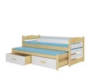 Bērnu gulta Adrk Furniture Tiarro 80x180 cm ar sānu aizsardzību, gaiši brūna/balta