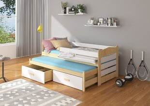 Bērnu gulta Adrk Furniture Tiarro 80x180 cm ar sānu aizsardzību, gaiši brūna/balta cena un informācija | Bērnu gultas | 220.lv