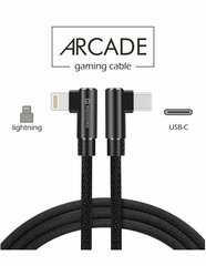 Плетеный L типа универсальный кабель Swissten Quick Charge 3.1 USB-C на Lightning, 1.2 м, черный цена и информация | Кабели и провода | 220.lv