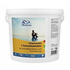 Ātri šķīstošas hlora tabletes 20 g, Chemoclor T-Schnelltableten, 5 kg cena un informācija | Baseina kopšanas līdzekļi | 220.lv