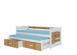 Bērnu gulta Adrk Furniture Tiarro 90x200 cm, balta/brūna cena un informācija | Bērnu gultas | 220.lv