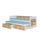 Gulta ADRK Furniture Tiarro 90x200 cm ar sānu aizsardzību, balta/brūna