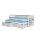 Детская кровать Adrk Furniture Tiarro, 90x200 см, с боковой защитой, белая/светло-серая
