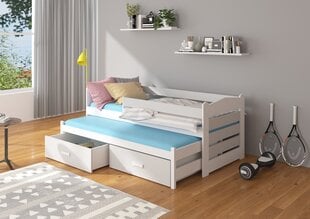 Bērnu gulta Adrk Furniture Tiarro 90x200 cm ar sānu aizsardzību, balta/gaiši pelēka cena un informācija | Bērnu gultas | 220.lv