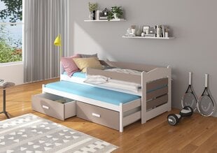 Детская кровать Adrk Furniture Tiarro 90x200 см с боковой защитой, белая/светло-коричневая цена и информация | Детские кровати | 220.lv