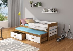 Детская кровать Adrk Furniture Tiarro 90x200 см с боковой защитой, темно-коричневая/белая цена и информация | Детские кровати | 220.lv