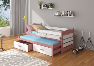 Bērnu gulta Adrk Furniture Tiarro 90x200 cm ar sānu aizsardzību, rozā/balta cena un informācija | Bērnu gultas | 220.lv