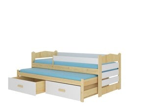 Bērnu gulta Adrk Furniture Tiarro 90x200 cm ar sānu aizsardzību, gaiši brūna/balta cena un informācija | Bērnu gultas | 220.lv