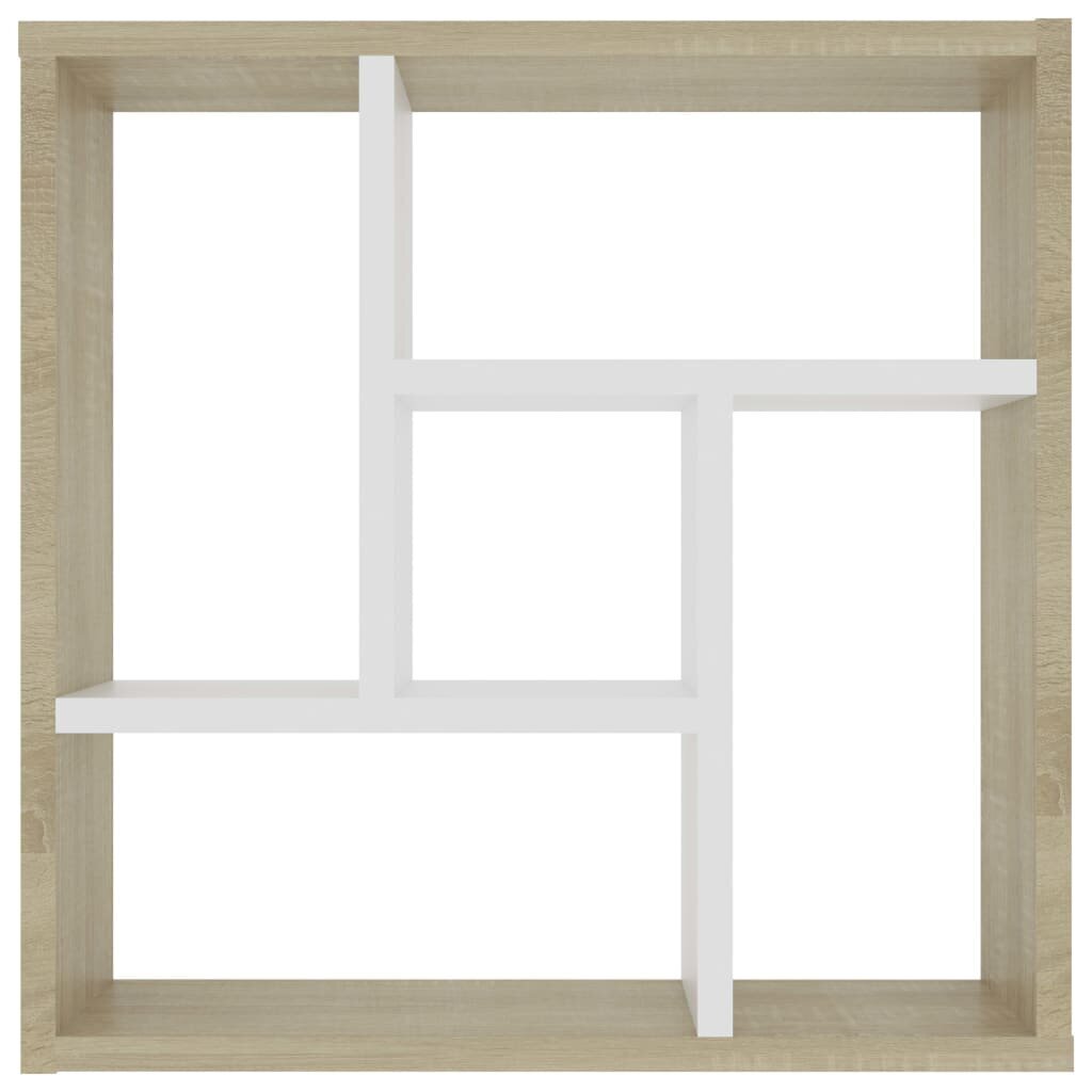 vidaXL - sienas plaukts, balta un ozolkoka krāsa, 45,1x16x45,1 cm cena un informācija | Plaukti | 220.lv