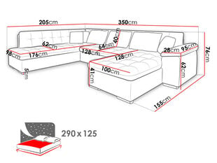 U veida dīvāngulta Tony Bis ar veļas kasti-ekoskóra Soft 017 (balta) + Porto 36-kreisā цена и информация | Диваны | 220.lv