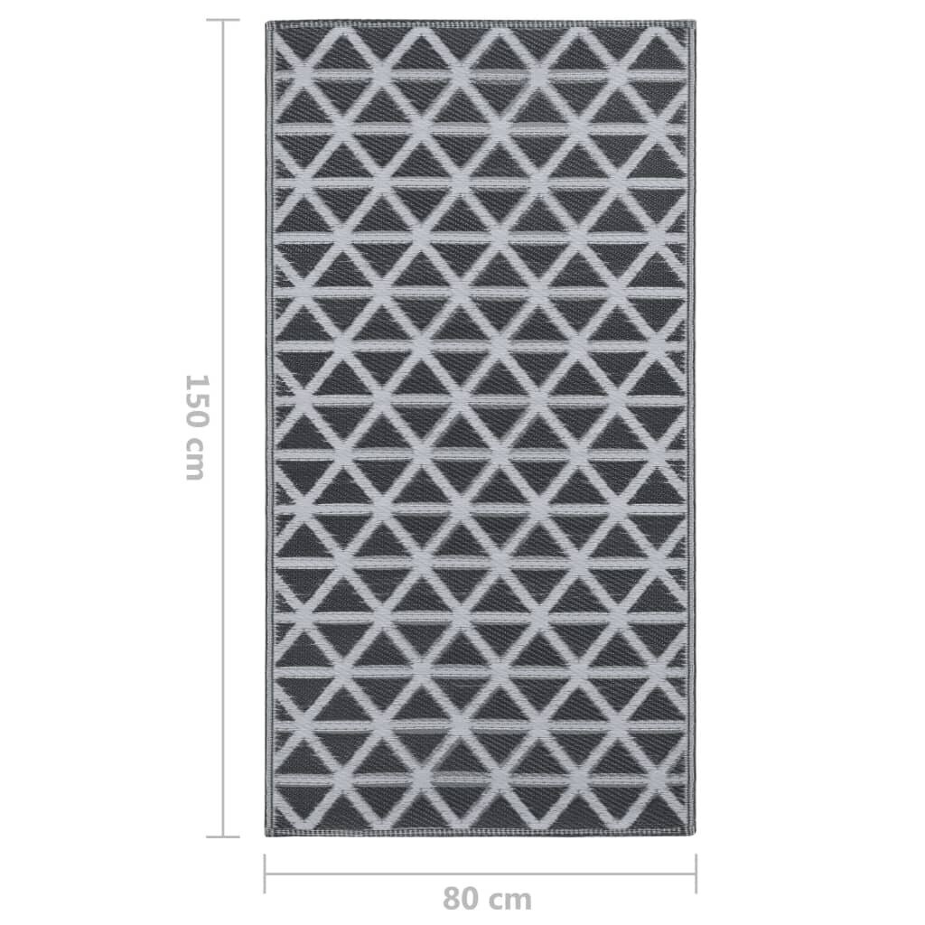 vidaXL - āra paklājs, melns, 80x150cm, PP cena un informācija | Paklāji | 220.lv