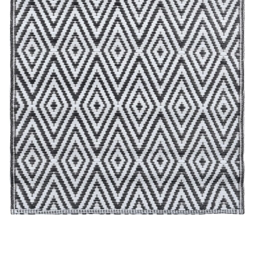 vidaXL - āra paklājs, balts un melns, 160x230cm, PP cena un informācija | Paklāji | 220.lv