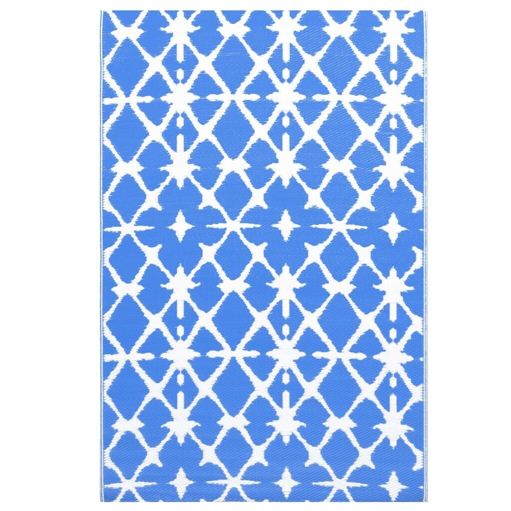 vidaXL - āra paklājs, zils un balts, 190x290cm, PP cena un informācija | Paklāji | 220.lv