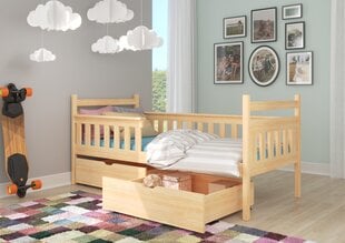 Bērnu gulta Adrk Furniture Eman 80x180cm, gaiši brūna cena un informācija | Bērnu gultas | 220.lv