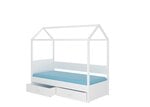 Gulta ADRK Furniture Otello 90x200 cm ar baldahīnu, balta/zila