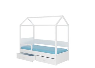 Кровать ADRK Furniture Otello 90x200 см с боковой защитой и балдахином, белая/розовая цена и информация | Детские кровати | 220.lv