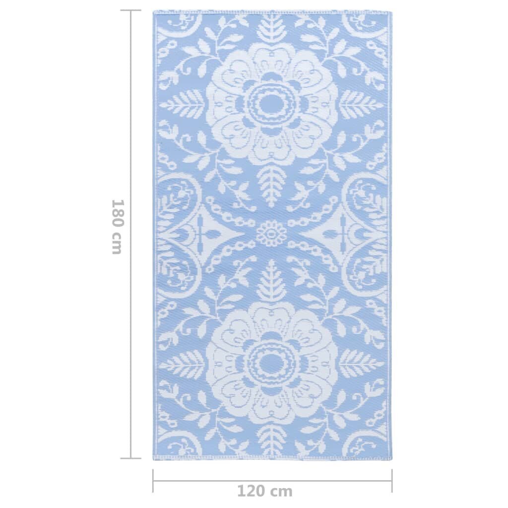 vidaXL - āra paklājs, zilā krāsā, 120x180cm, PP cena un informācija | Paklāji | 220.lv