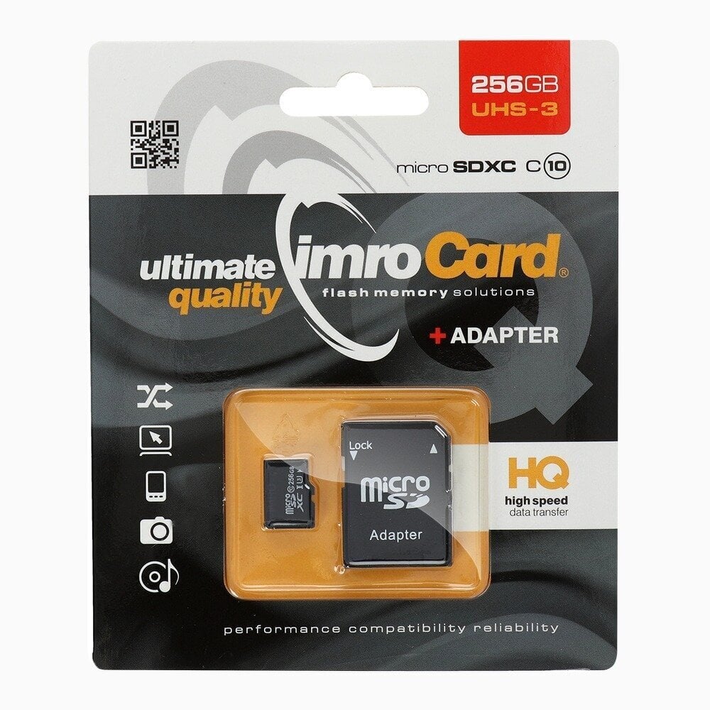 Atmiņas karte Imro microSD 256GB with adapter / Class 10 UHS 3 цена и информация | Atmiņas kartes mobilajiem telefoniem | 220.lv