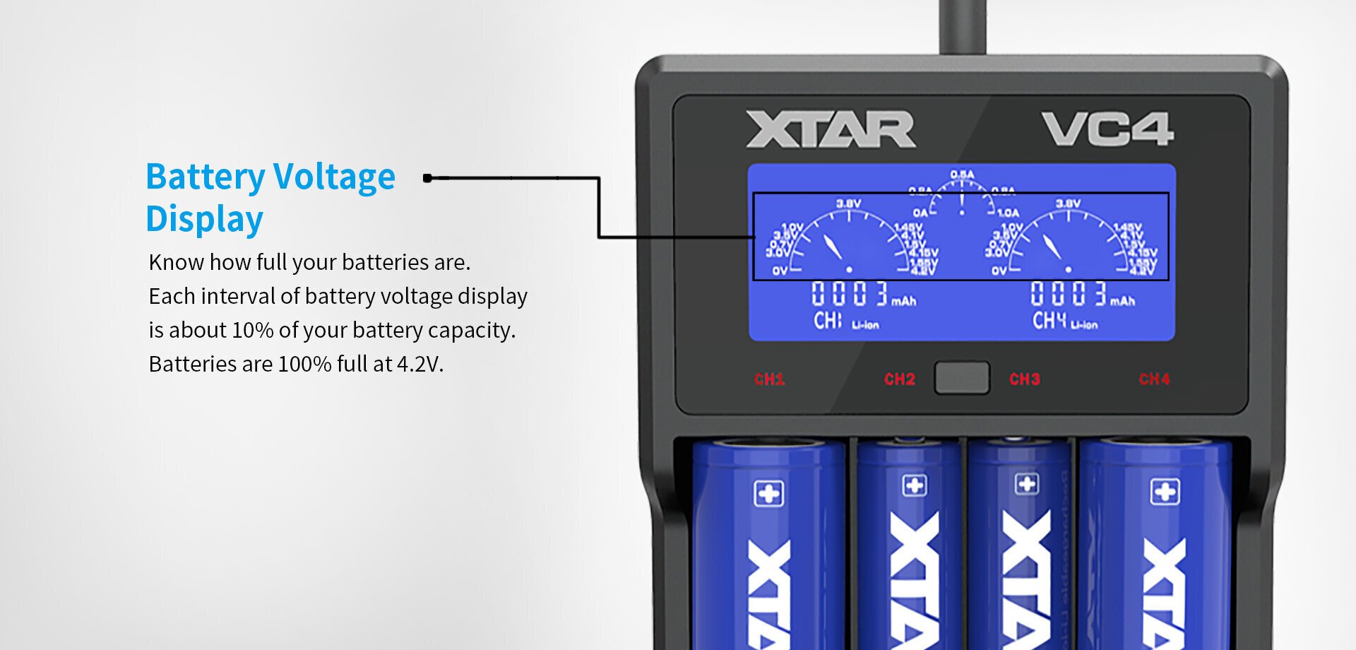 Akumulatora lādētājs XTAR VC4 LiION / Ni-MH ar šķidro kristālu displeju цена и информация | Akumulatori, lādētāji un piederumi | 220.lv