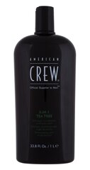 Matu un ķermeņa šampūns vīriešiem American Crew 3in1 Tea Tree, 1000 ml cena un informācija | Šampūni | 220.lv