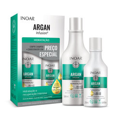 Matus mitrinošs komplekts Inoar Argan Infusion Hydrating Duo Kit: šampūns, 500 ml + kondicionieris, 250 ml cena un informācija | Šampūni | 220.lv