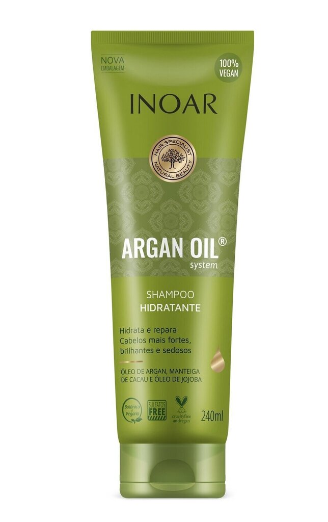 Intensīvi mitrinošs šampūns matiem ar Argana eļļu INOAR Argan Oil 240 ml цена и информация | Šampūni | 220.lv