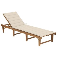 vidaXL - saliekamais sauļošanās krēsls ar matraci, cietu akāciju цена и информация | Шезлонги | 220.lv
