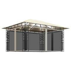 vidaXL - dārza mēbeles ar kukaiņu tīklu un spuldzēm, krēms, 4x3x2,73m cena un informācija | Dārza nojumes un lapenes | 220.lv