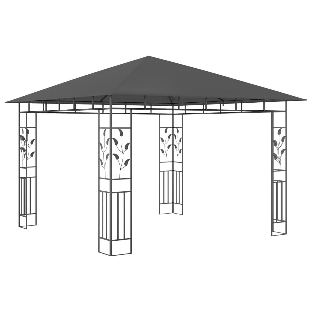 vidaXL - dārza mēbeles ar kukaiņu sietu un spuldzēm, antracīta krāsas, 3x3x2,73m, 180g / m² cena un informācija | Dārza nojumes un lapenes | 220.lv