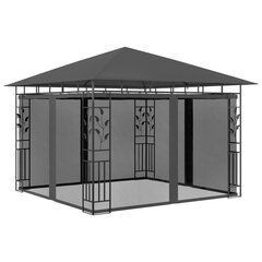 vidaXL - dārza mēbeles ar kukaiņu sietu un spuldzēm, antracīta krāsas, 3x3x2,73m, 180g / m² цена и информация | Беседки | 220.lv