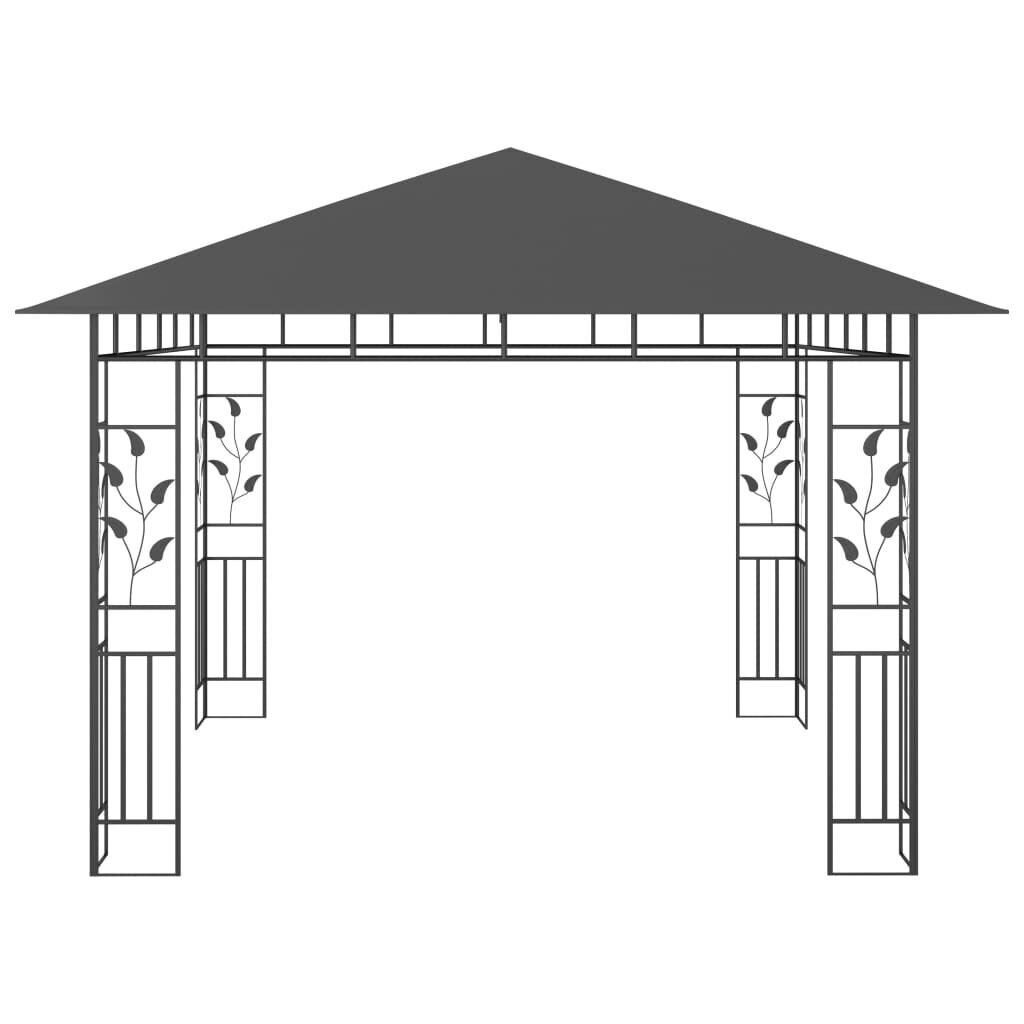 vidaXL - dārza mēbeles ar kukaiņu sietu un spuldzēm, antracīta krāsas, 3x3x2,73m, 180g / m² цена и информация | Dārza nojumes un lapenes | 220.lv