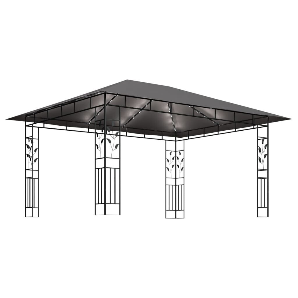 vidaXL - dārza mēbeles ar kukaiņu sietu un spuldzēm, antracīta krāsas, 4x3x2,73m, 180g / m² cena un informācija | Dārza nojumes un lapenes | 220.lv