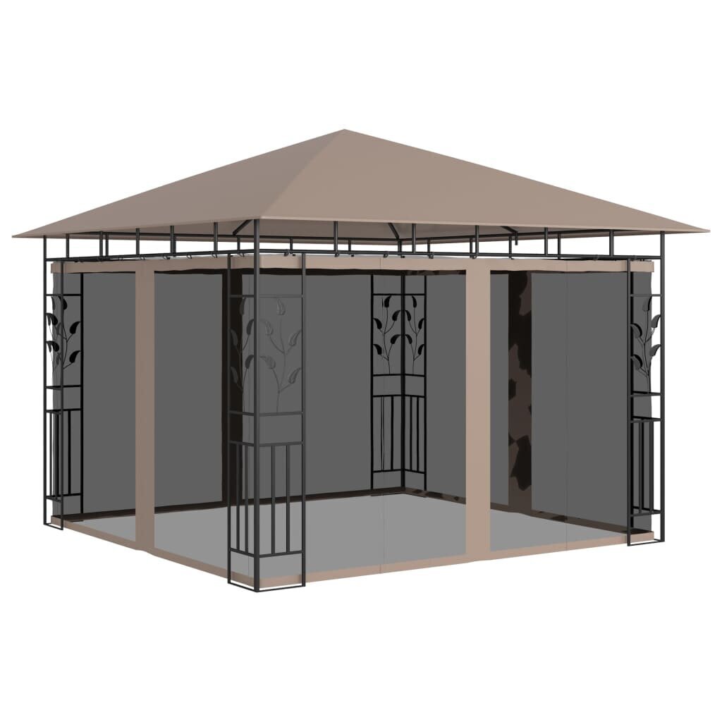 vidaXL - dārza mēbeles ar kukaiņu tīklu un spuldzēm, 3x3x2,73m, 180g / m² cena un informācija | Dārza nojumes un lapenes | 220.lv