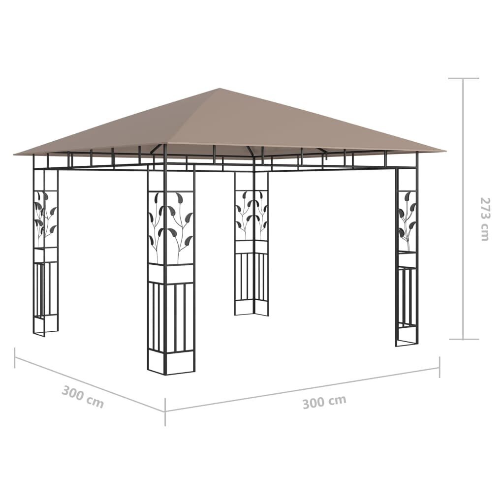 vidaXL - dārza mēbeles ar kukaiņu tīklu un spuldzēm, 3x3x2,73m, 180g / m² cena un informācija | Dārza nojumes un lapenes | 220.lv