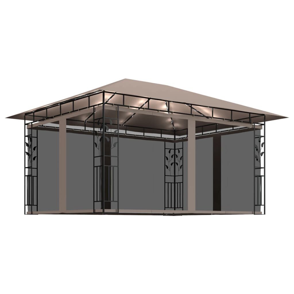 vidaXL - dārza mēbeles ar kukaiņu sietu un spuldzēm, 4x3x2,73m, 180g / m² cena un informācija | Dārza nojumes un lapenes | 220.lv