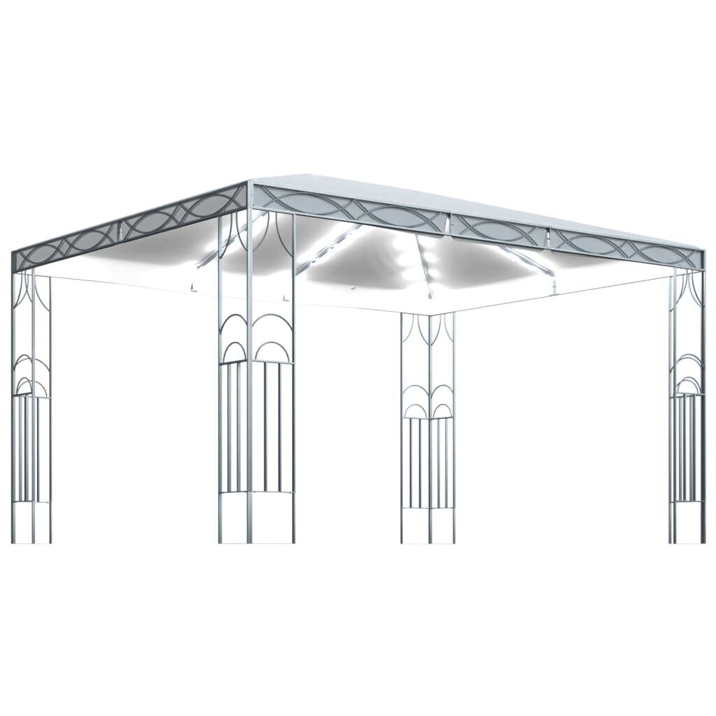 vidaXL - dārza mēbeles ar spuldzēm, krēmkrāsas, 400x300 cm cena un informācija | Dārza nojumes un lapenes | 220.lv