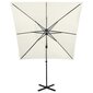 vidaXL Arm lietussargs ar stabu un LED spuldzēm, smilškrāsas, 250cm cena un informācija | Saulessargi, markīzes un statīvi | 220.lv