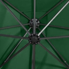 vidaXL Arm lietussargs ar stabu un LED spuldzēm, zaļš, 250cm цена и информация | Зонты, маркизы, стойки | 220.lv