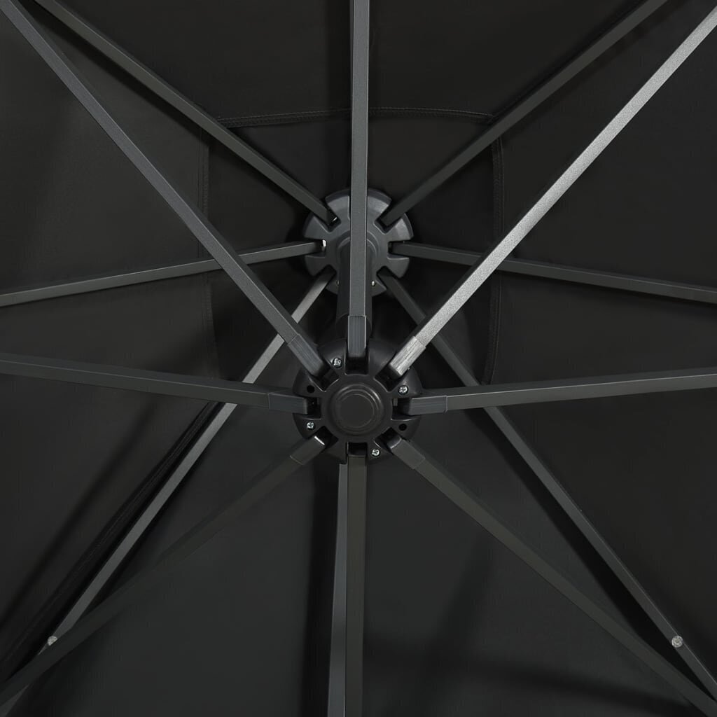vidaXL - rokas formas lietussargs ar stabu un LED spuldzēm, melns, 250cm cena un informācija | Saulessargi, markīzes un statīvi | 220.lv